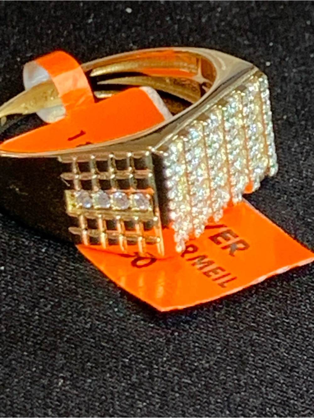 Men's Gold-Tone Pave Square Statement Ring - Gold
